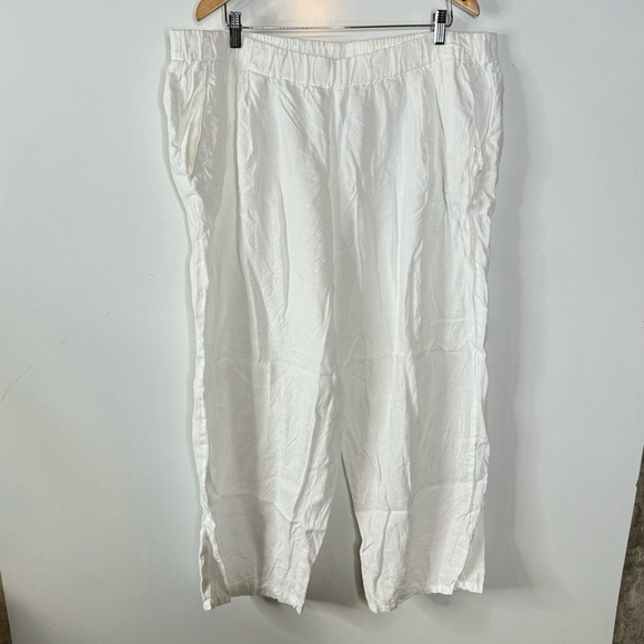Eileen Fisher White Organic Linen Wide Leg Pants Size 1X - Picture 1 of 4